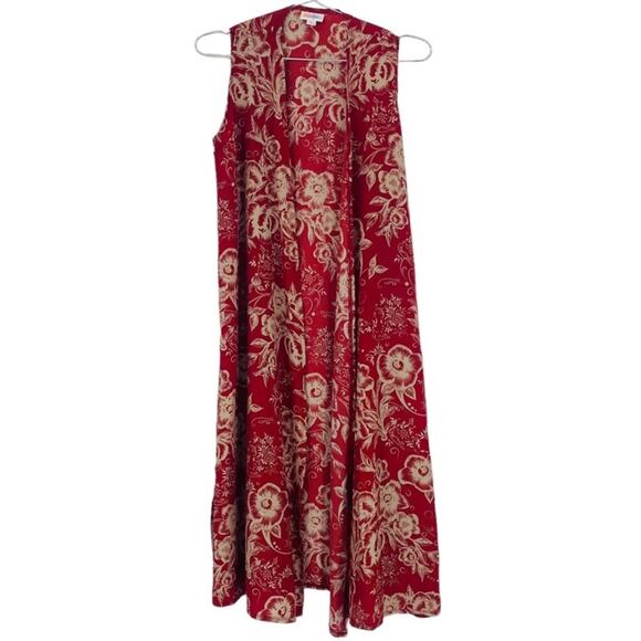 LuLaRoe Jackets & Blazers - Lularoe Red Allover Floral Print Joy Duster Vest